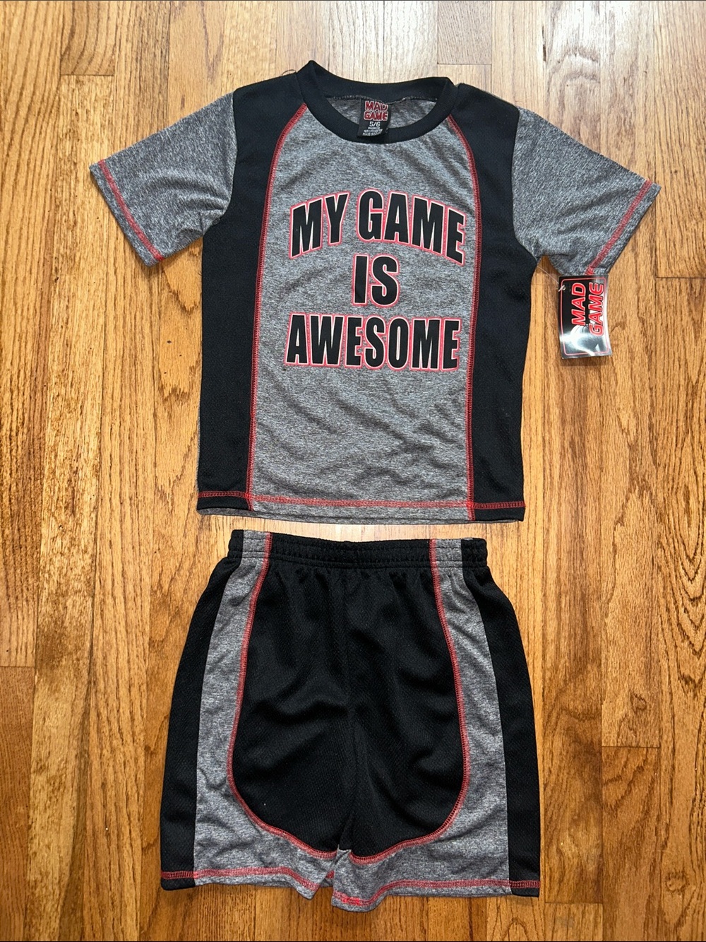 My Game Is Awesome Kids Matching Set - Gray & Black size 5/6 NWT